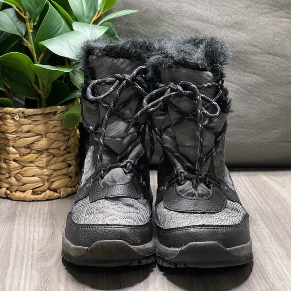BearPaw Marina Black & Grey Fur Trim Boots - Picture 3 of 12